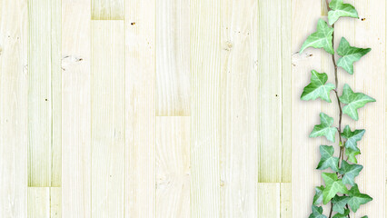 木目背景とグリーン