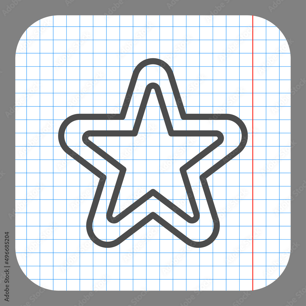 Wall mural Double star simple icon. Flat desing. On graph paper. Grey background.ai - Wall murals