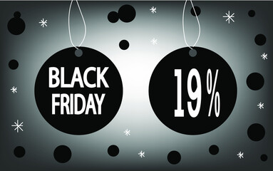 19% off black friday event sale. banner for sales stores.