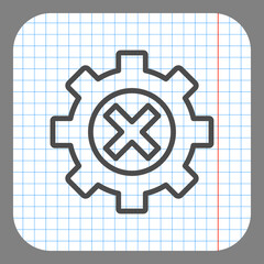 Gear vector simple icon. Flat desing. On graph paper. Grey background.ai