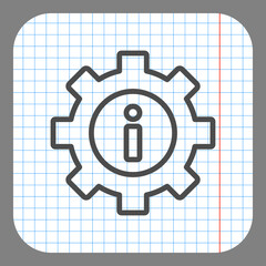 Gear vector, simple icon. Flat desing. On graph paper. Grey background.ai