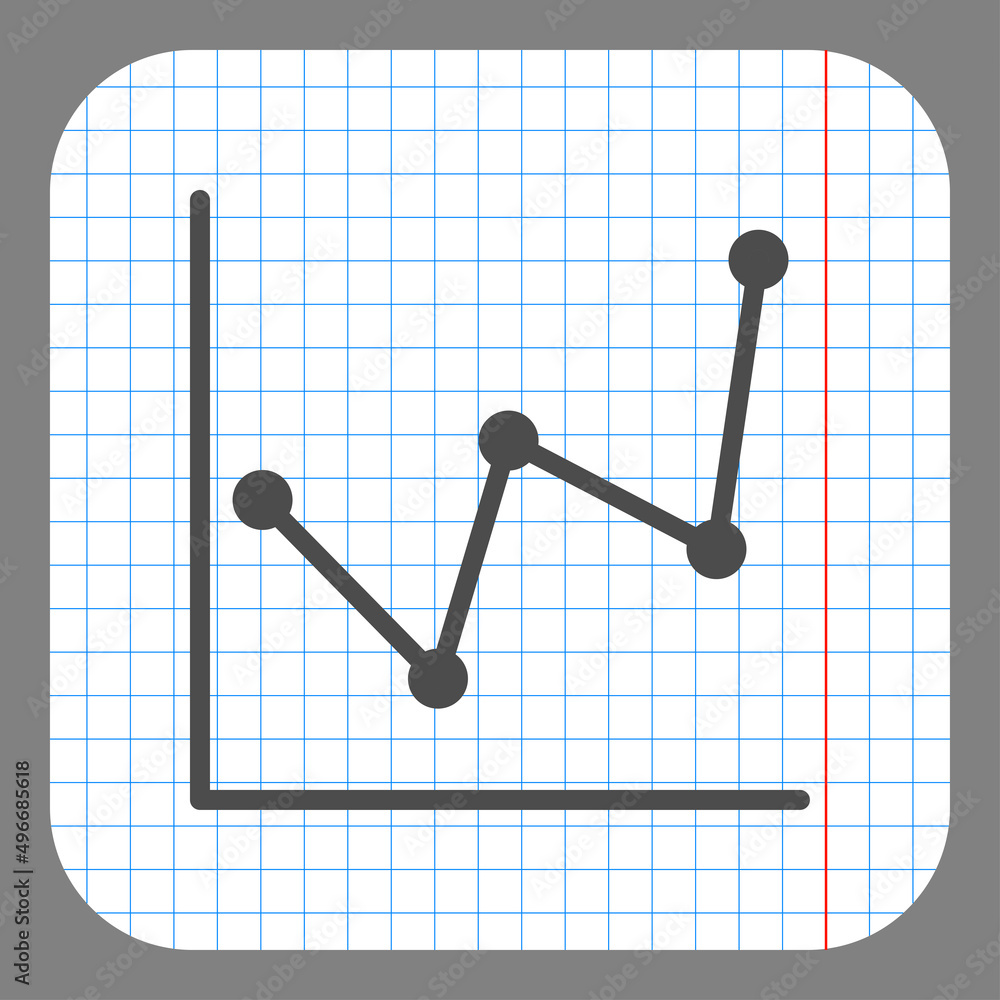 Poster graph diagram simple icon. flat desing. on graph paper. grey background.ai