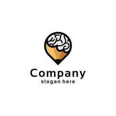 Brain pencil logo design inspiration