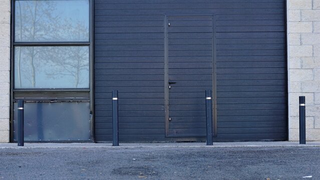 Industrial Door With Security Bollards