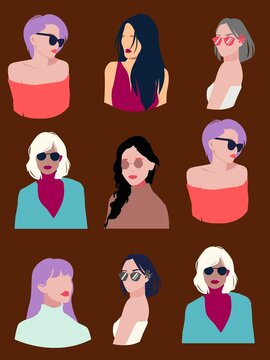 set of cartoon people.
Vector ions six female ions, colorful illustration