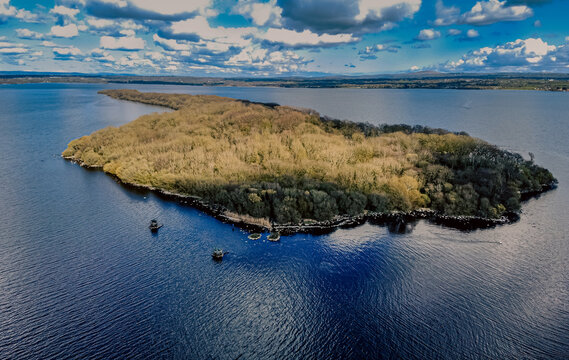 Rams Island Drone aerial photos, Lough Neagh, County Antrim, Northern Ireland