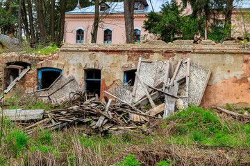 The ruins of a destroyed building