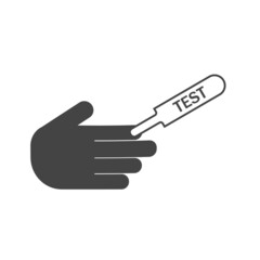Vector icon of test blood on the finger on white isolated background.