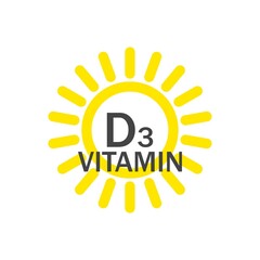 Vitamin d vector icon, sun vitamin on white isolated background. Layers grouped for easy editing illustration. For your design.