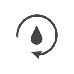 Water drop vector icon, recycling symbol on white isolated background. Layers grouped for easy editing illustration. For your design.