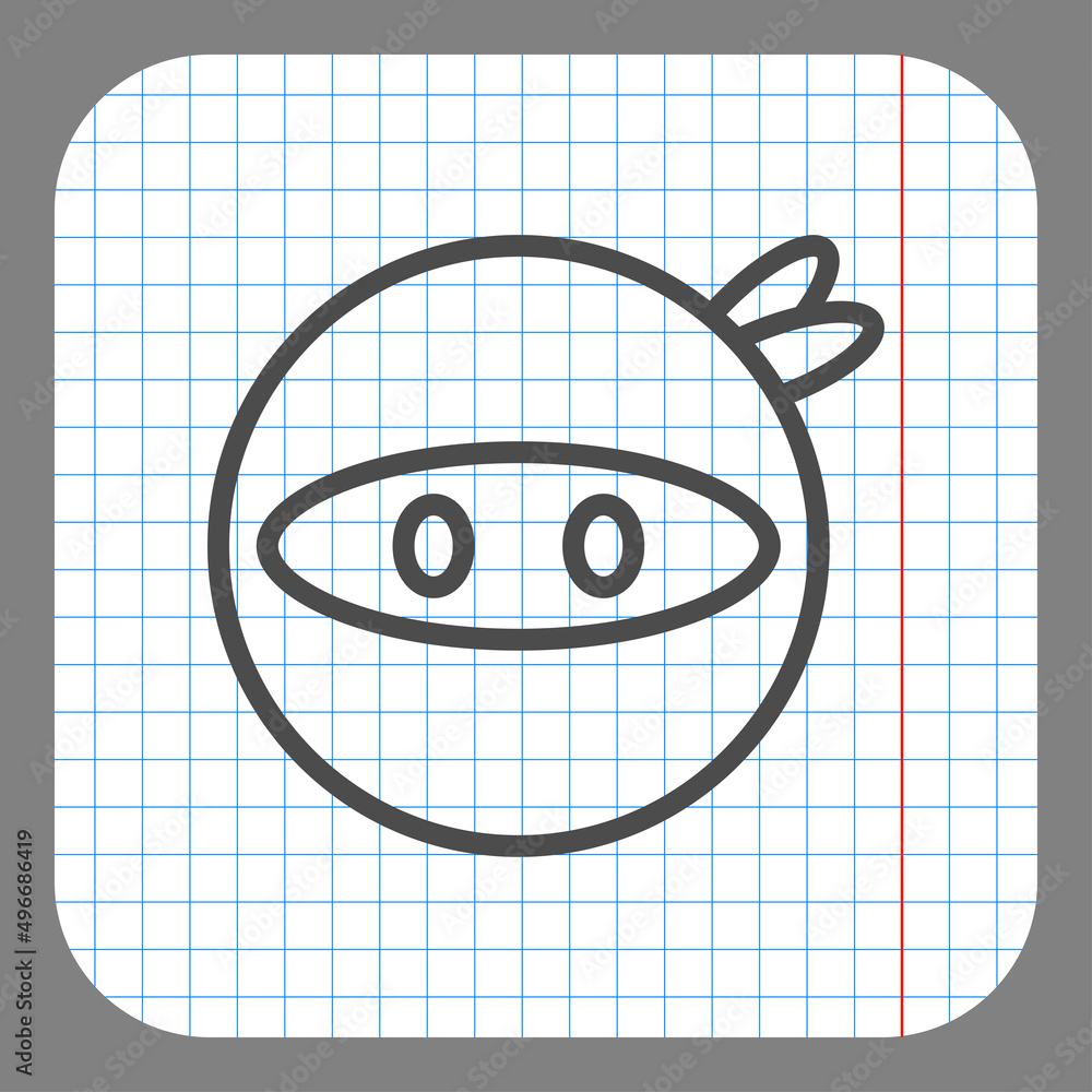 Aufkleber ninja simple icon vector. flat desing. on graph paper. grey background.ai