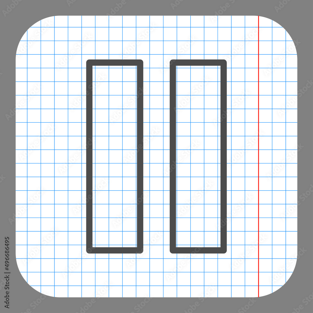 Poster pause simple icon vector. flat desing. on graph paper. grey background.ai