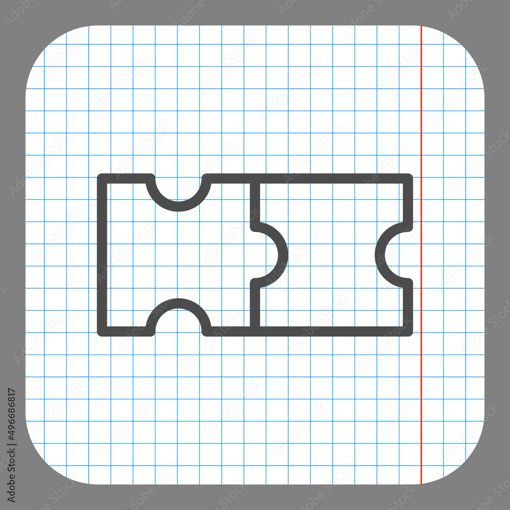 Poster puzzle simple icon vector. flat desing. on graph paper. grey background.ai