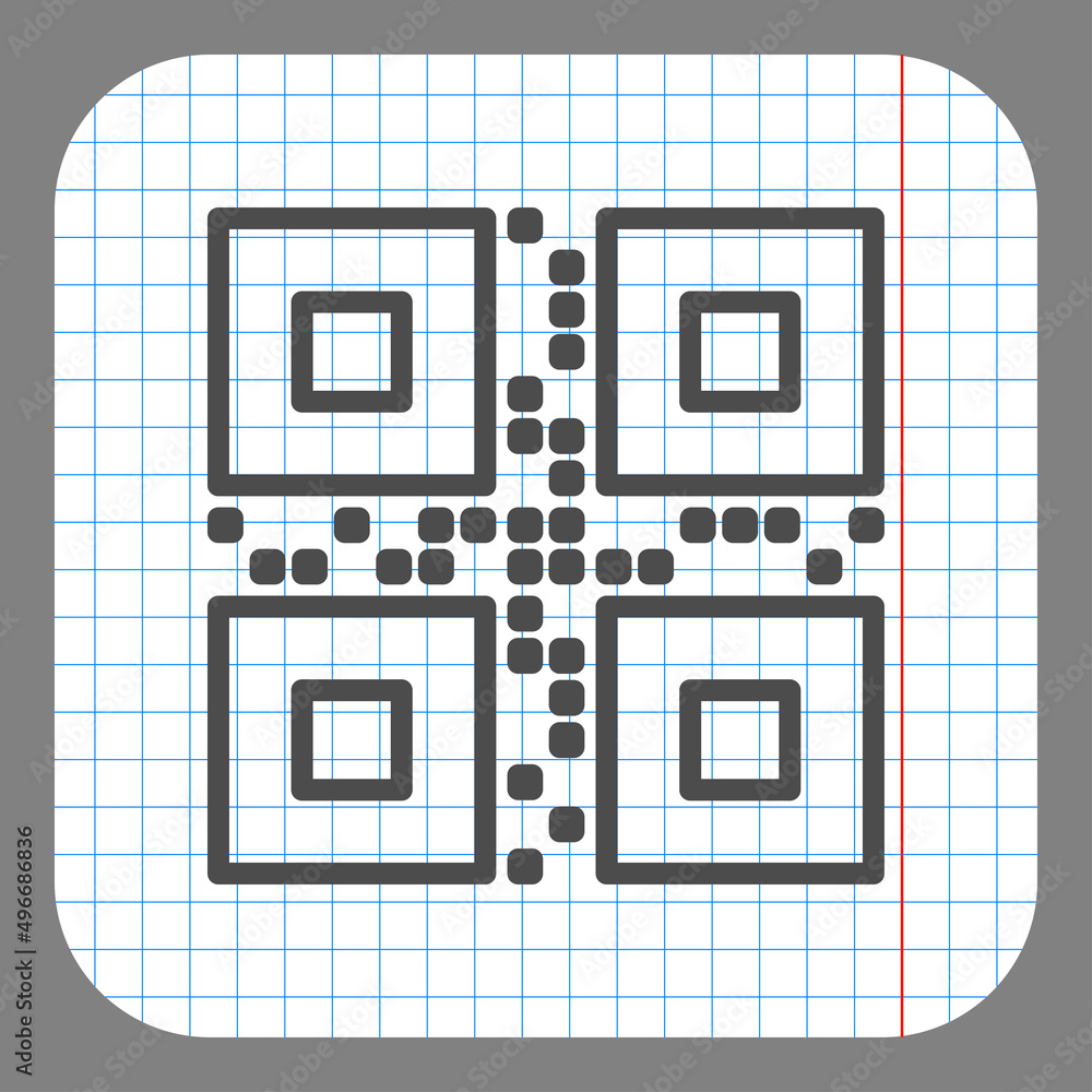 Poster qr code simple icon. flat desing. on graph paper. grey background.ai