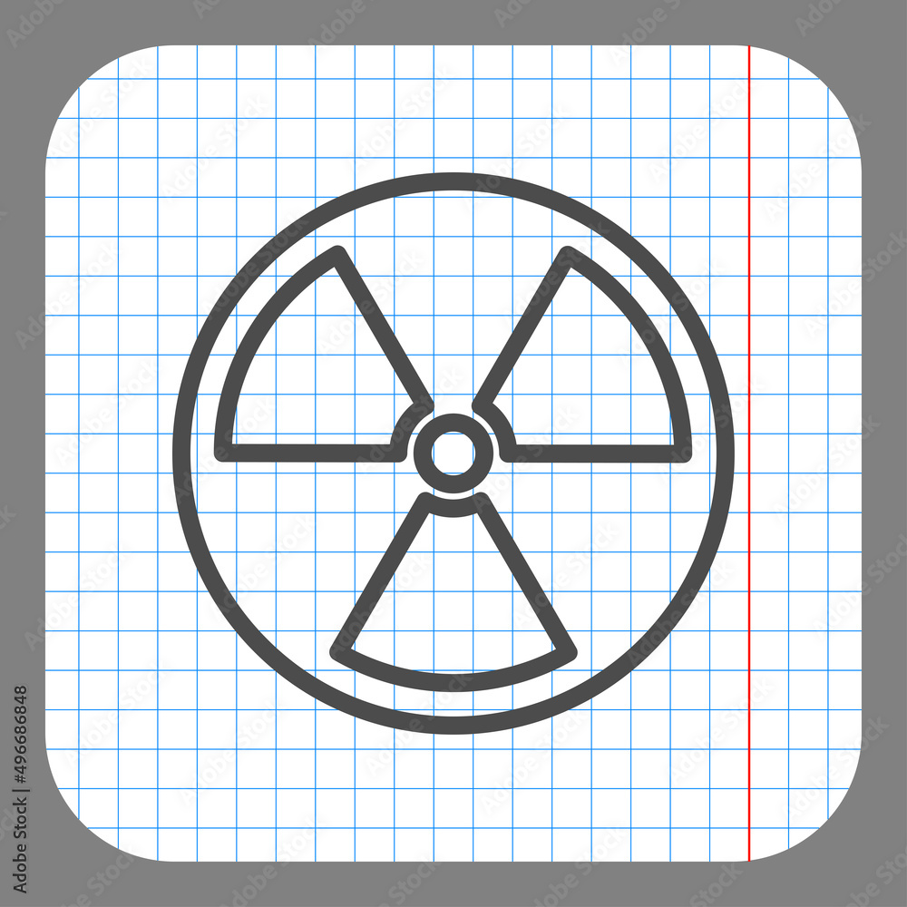 Poster radiation simple icon vector. flat desing. on graph paper. grey background.ai