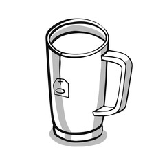 cup with tea or coffee side view. hand drawn vector