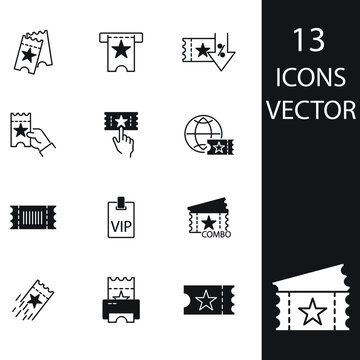 Ticket icons set . Ticket pack symbol vector elements for infographic web