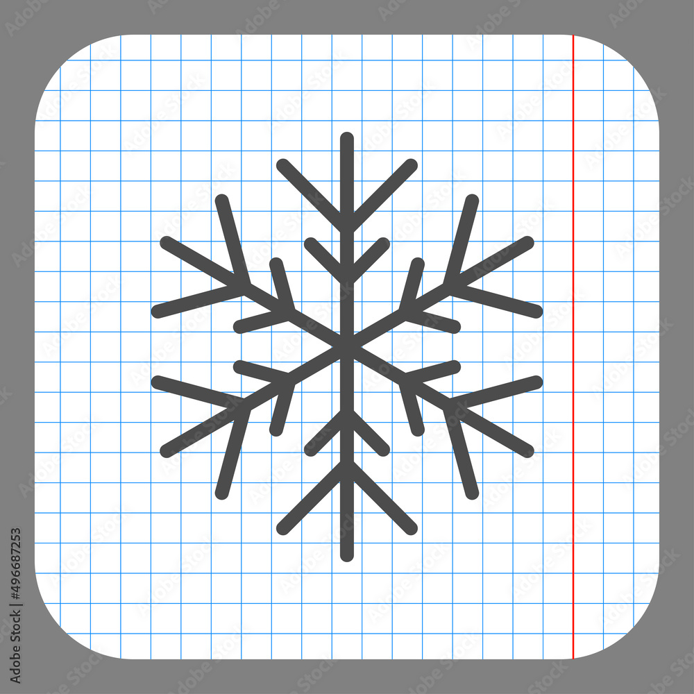 Poster snowflake simple icon. flat desing. on graph paper. grey background.ai