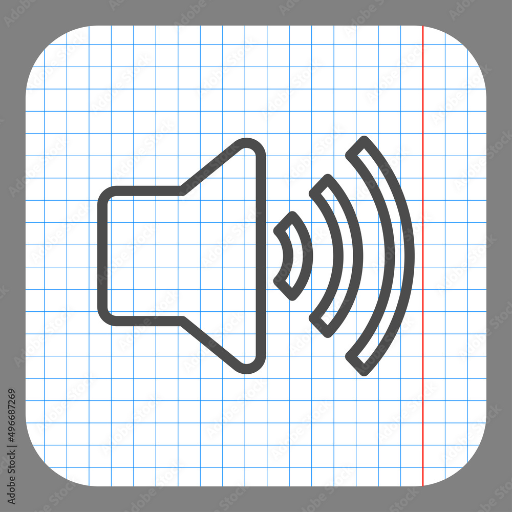 Poster sound simple icon vector. flat desing. on graph paper. grey background.ai
