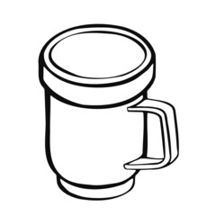 cup with tea or coffee side view. hand drawn vector