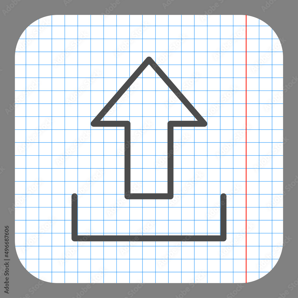 Poster upload simple icon, vector. flat desing. on graph paper. grey background.ai