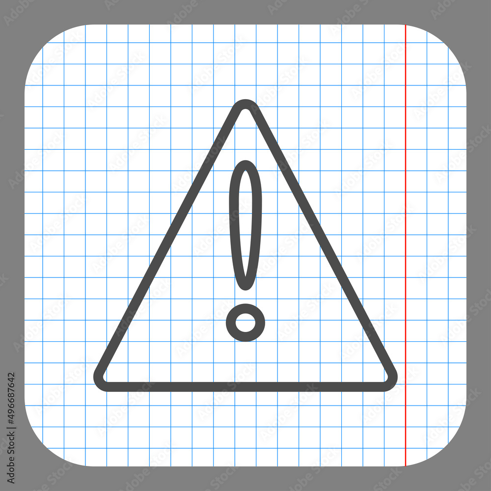 Poster warning triangle simple icon. flat desing. on graph paper. grey background.ai