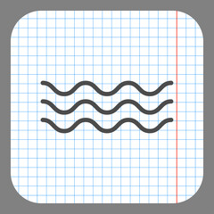 Water waves simple icon. Flat desing. On graph paper. Grey background.ai