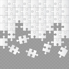 Jigsaw puzzle grid template with missing pieces. Vector