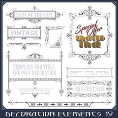 Vector set of calligraphic design elements and page decor.
