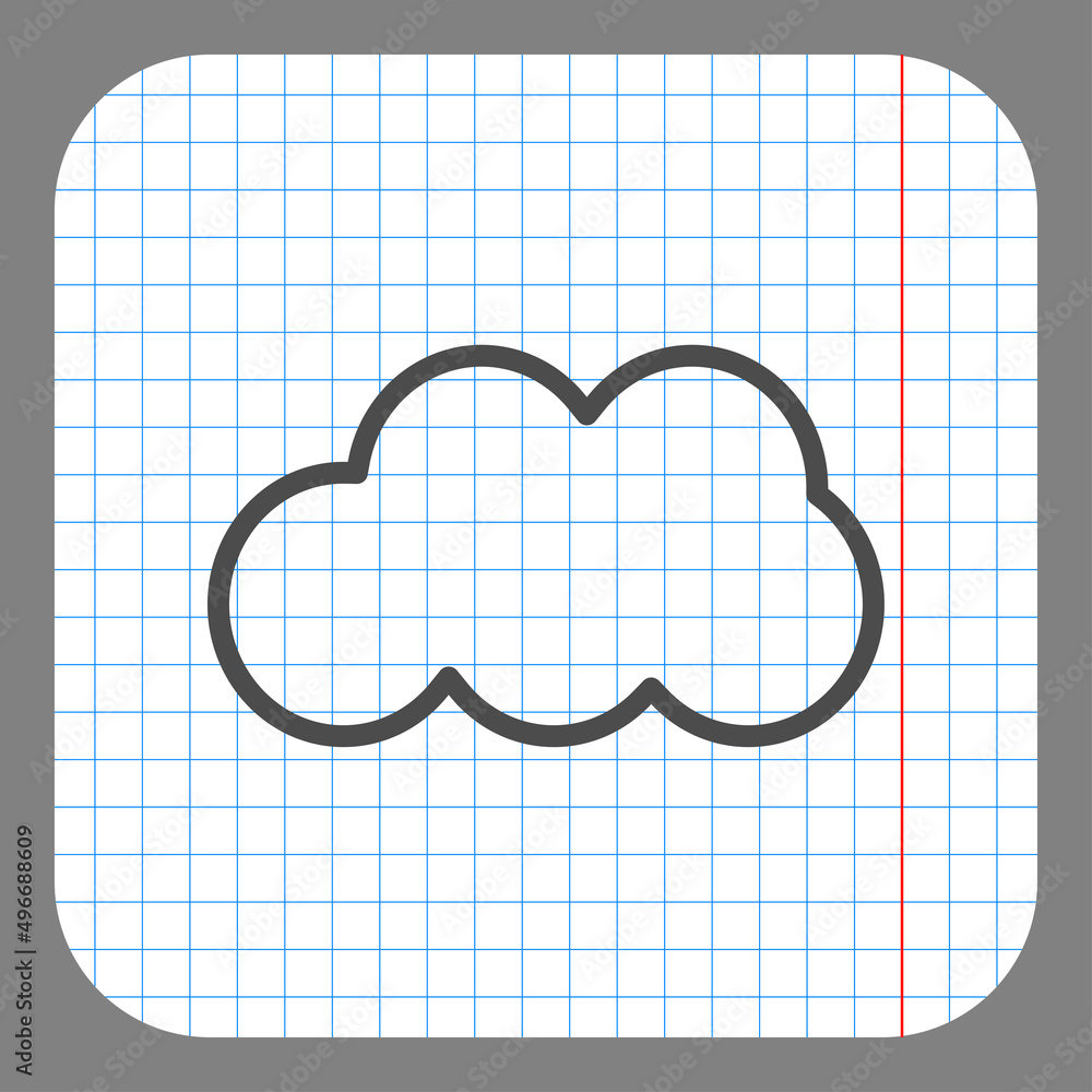 Poster cloud simple icon vector. flat desing. on graph paper. grey background.ai