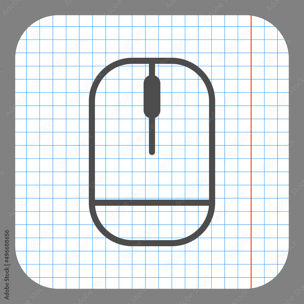 Aufkleber computer mouse simple icon vector. flat desing. on graph paper. grey background.ai