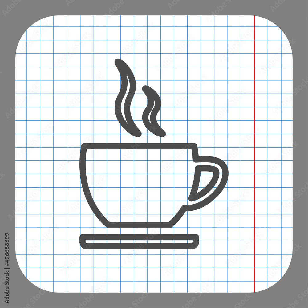 Poster cup simple icon vector. flat desing. on graph paper. grey background.ai
