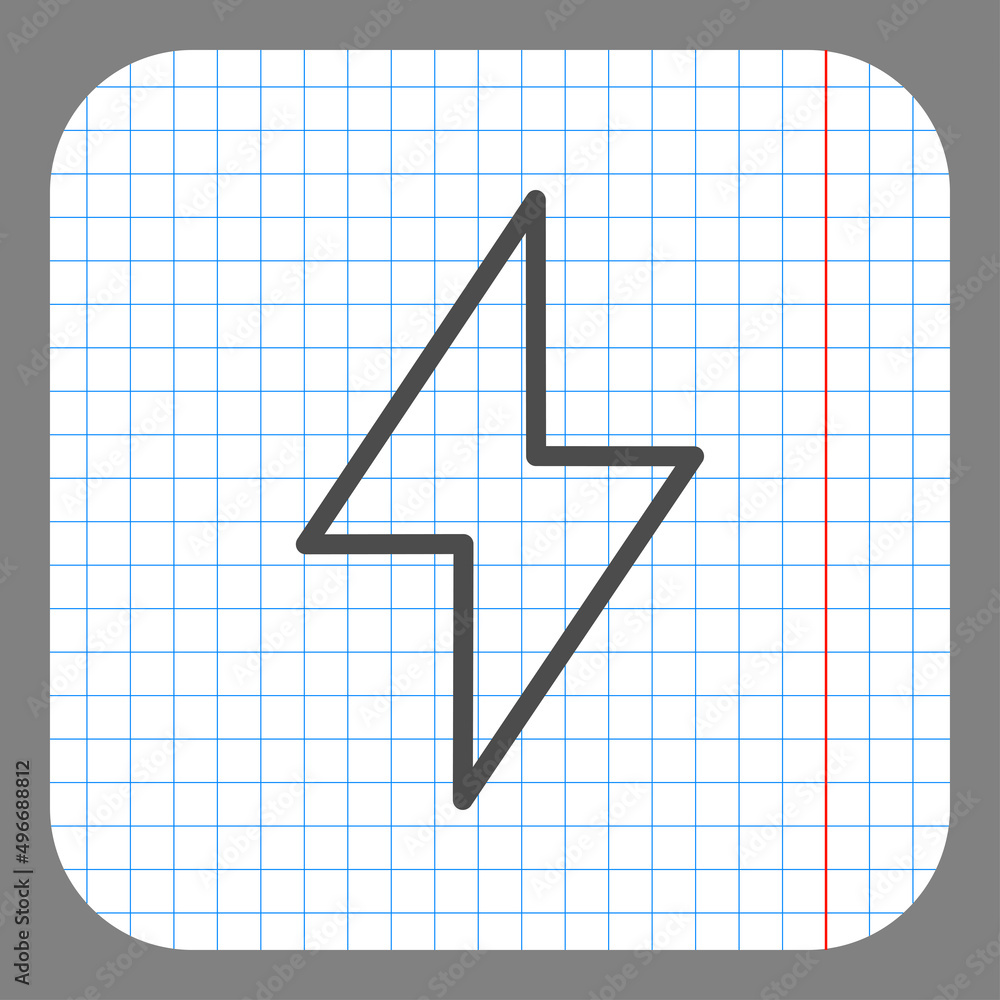 Aufkleber flash simple icon vector. flat desing. on graph paper. grey background.ai
