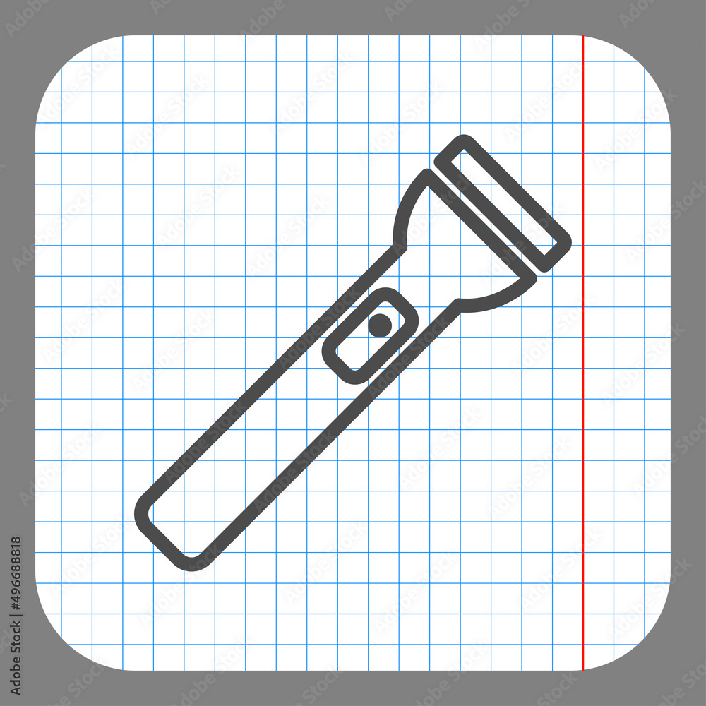 Aufkleber flashlight simple icon vector. flat desing. on graph paper. grey background.ai