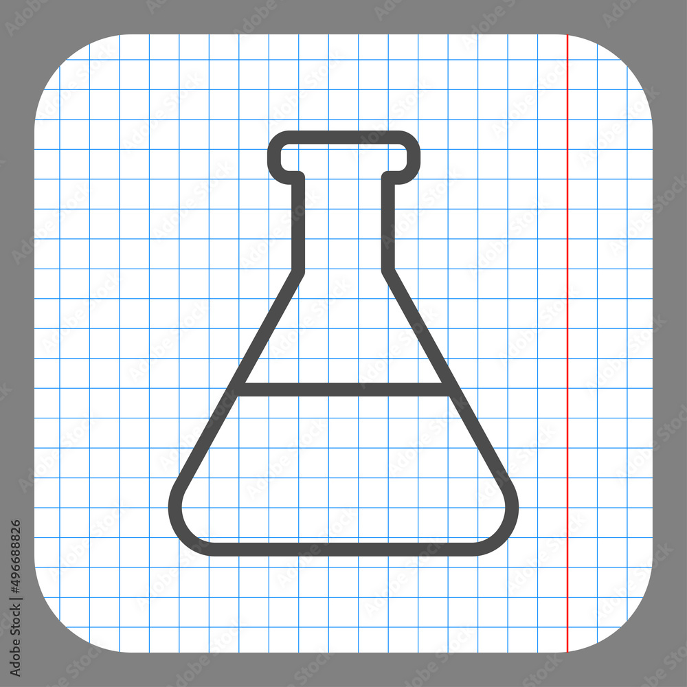 Aufkleber flask simple icon vector. flat desing. on graph paper. grey background.ai