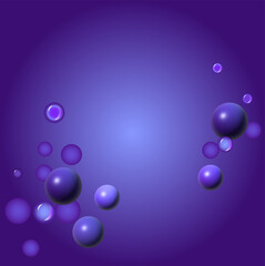  Violet abstract background with  balls and bubbles