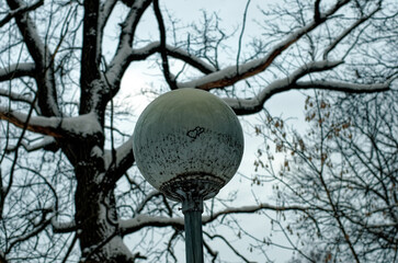 dirty lantern in the park