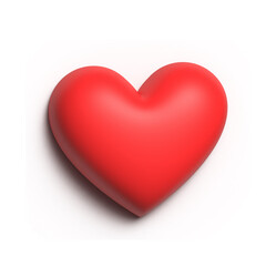 Red heart isolated on white background with shadow. 3D rendering.