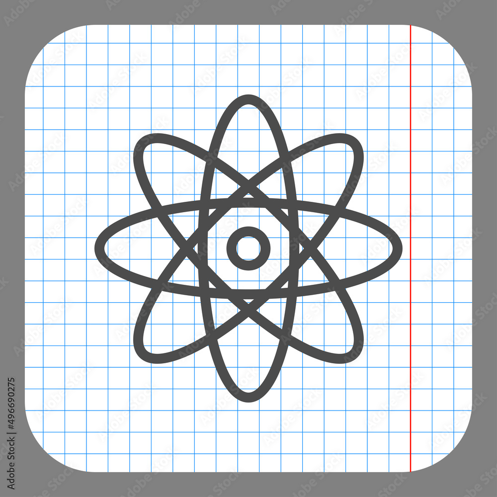 Poster atom simple icon vector. flat desing. on graph paper. grey background.ai