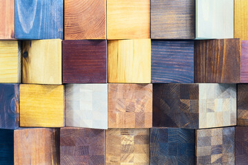 multicolored wooden slices butts as an abstract background