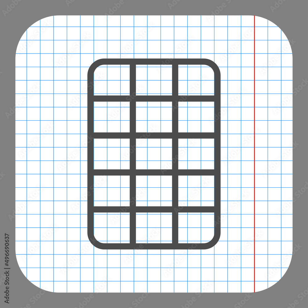 Poster chocolate simple icon vector. flat desing. on graph paper. grey background.ai
