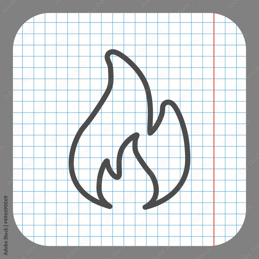 Aufkleber fire simple icon vector. flat desing. on graph paper. grey background.ai