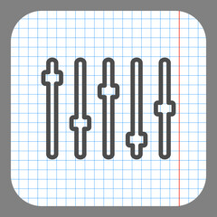Equalizer slider simple icon. Flat desing. On graph paper. Grey background.ai