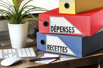 Boites de classement concept : Dépenses et Recettes