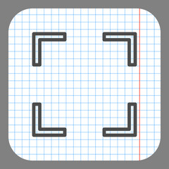 Focus, full screen simple icon vector. Flat desing. On graph paper. Grey background.ai