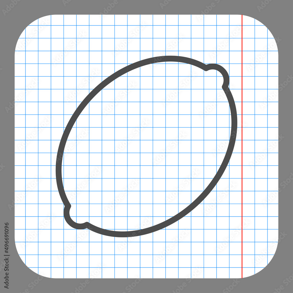 Poster lemon simple icon vector. flat desing. on graph paper. grey background.ai