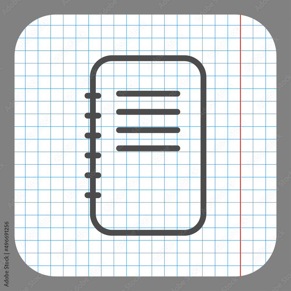 Poster notepad simple icon vector. flat desing. on graph paper. grey background.ai