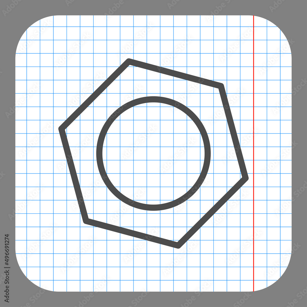 Poster Nut simple icon vector. Flat desing. On graph paper. Grey background.ai
