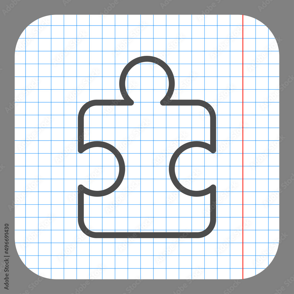 Poster puzzle simple icon vector. flat desing. on graph paper. grey background.ai