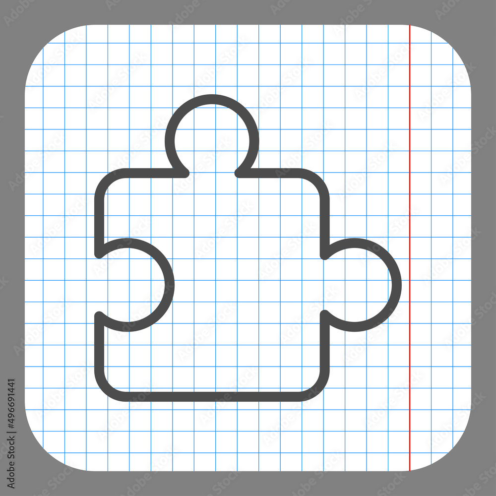 Poster puzzle vector simple icon. flat desing. on graph paper. grey background.ai